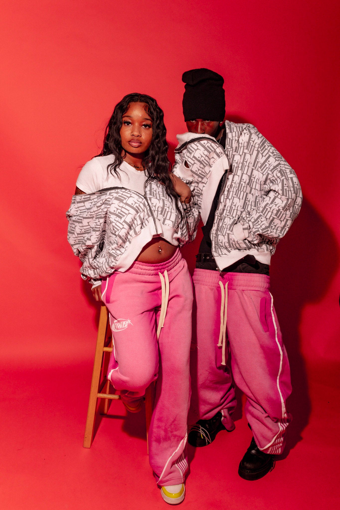 Grey/White Fior Hoodie