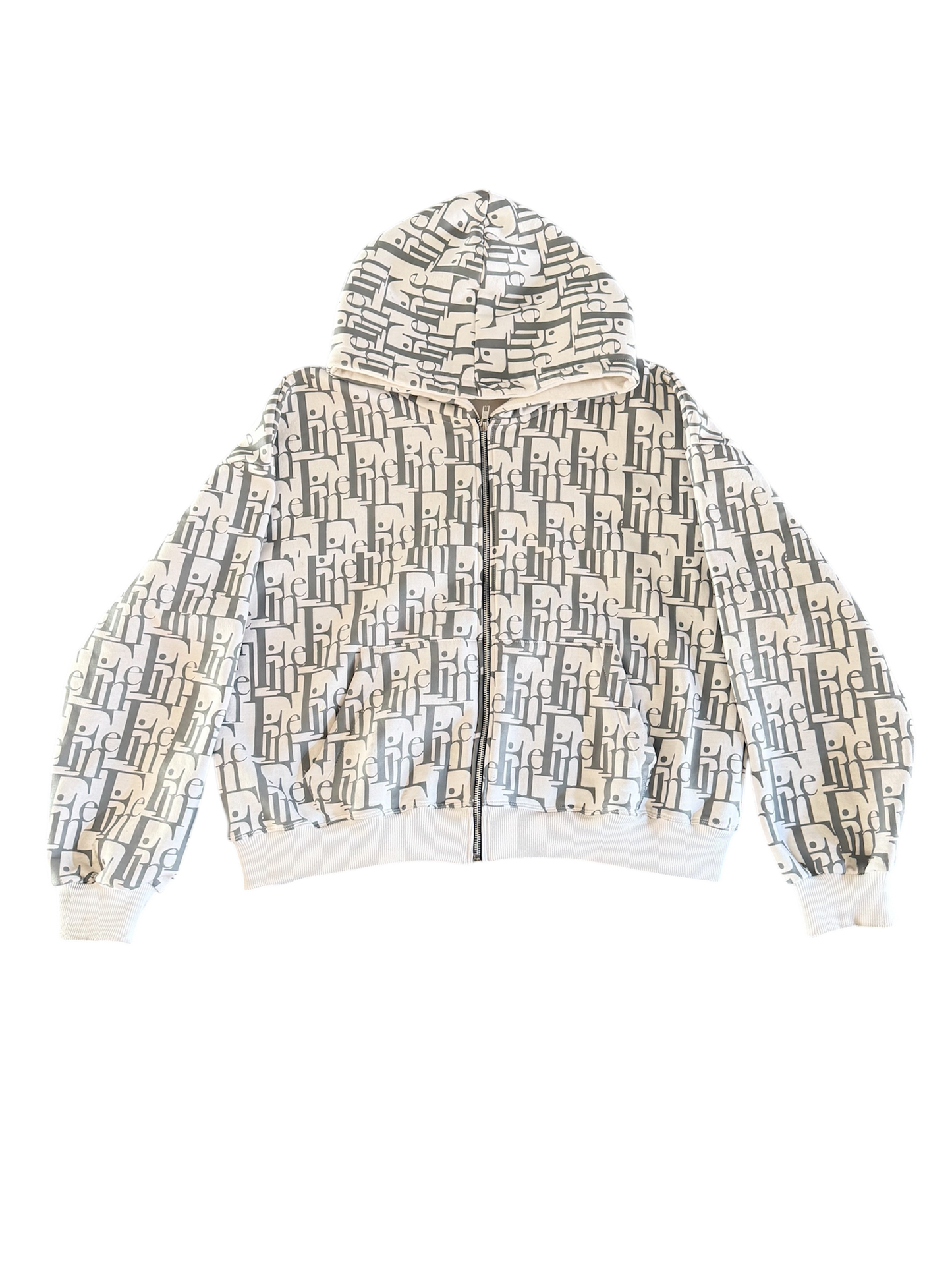 Grey/White Fior Hoodie