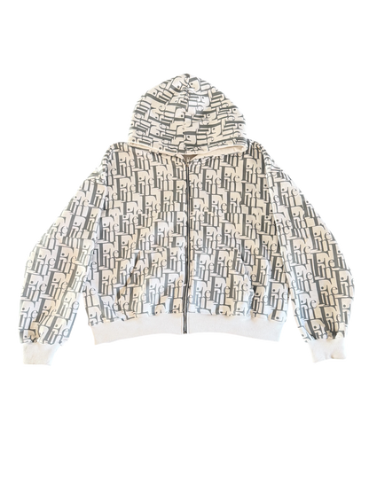 Grey/White Fior Hoodie