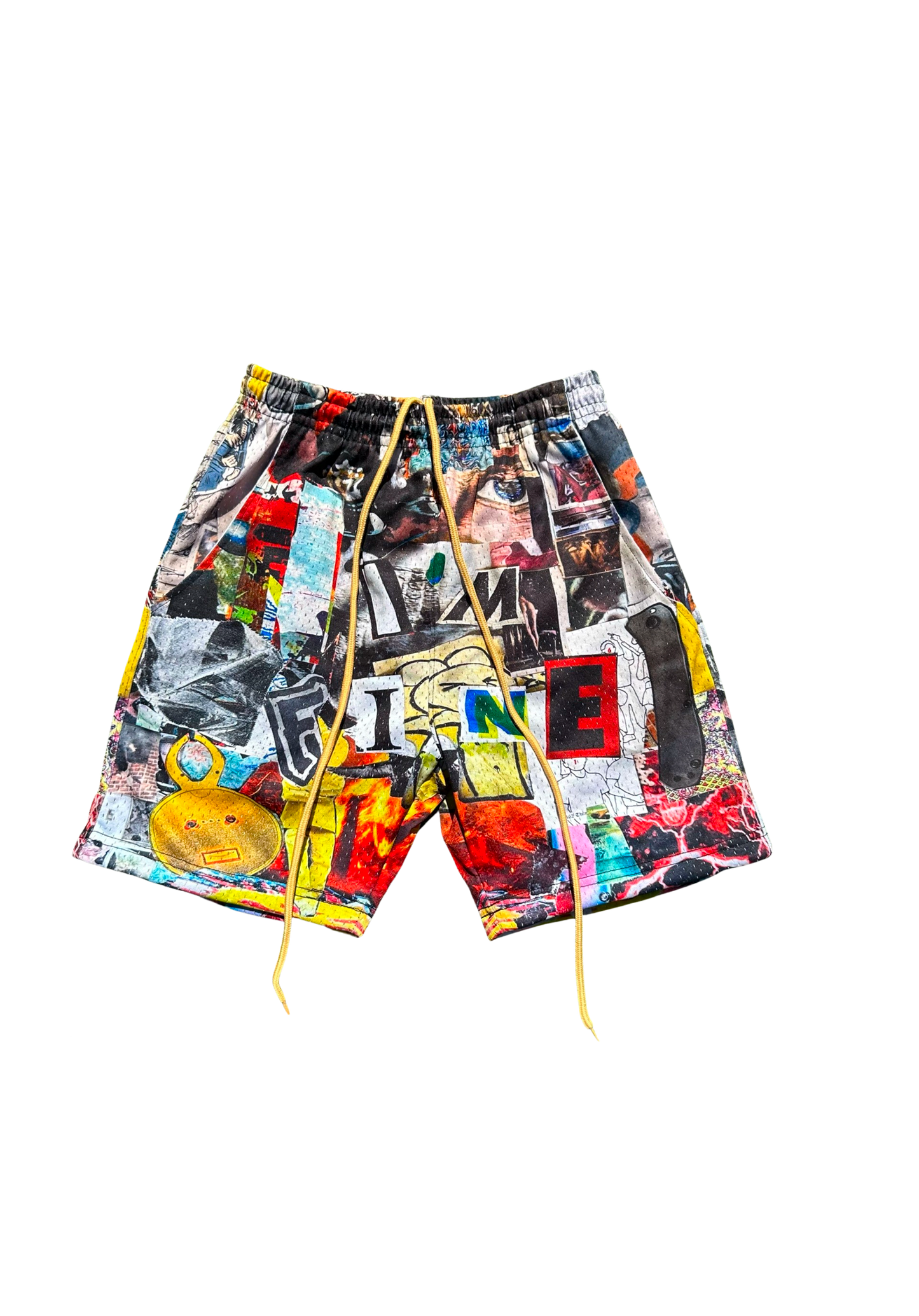 “IM FINE” collage shorts
