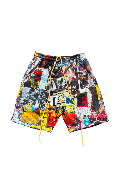 “IM FINE” collage shorts