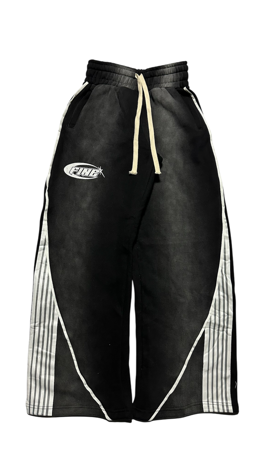 Black Fine "Racer" Sweatpants